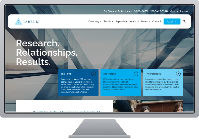 Gabelli Funds website screenshot