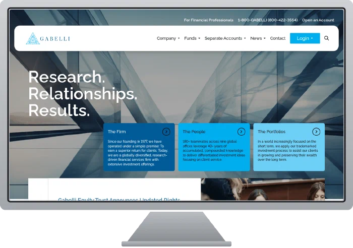 Gabelli Funds website screenshot