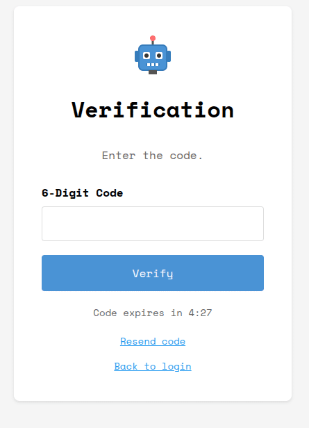 Two-factor verification screen